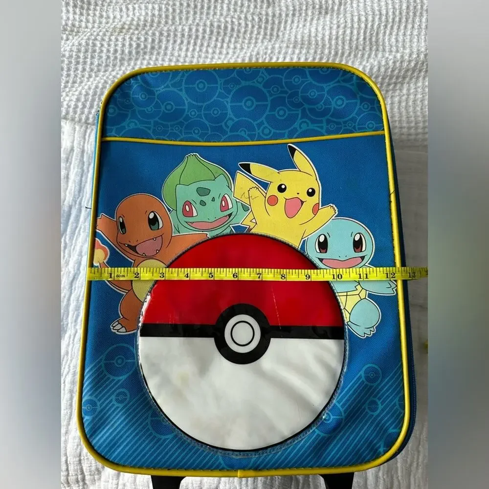 Pokémon Rolling Suitcase Kids Carry On Luggage Pikachu Pokeball Travel Bag Blue